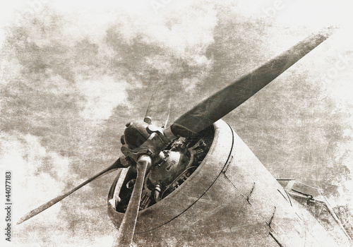 Illustration: Retro aviation, old airplane Retro aviation, old airplane