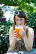 young woman in the beer garden