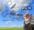 Photo: engineer draws hybrid power system,combine multiple sources diag engineer draws hybrid power system,combine multiple sources diag