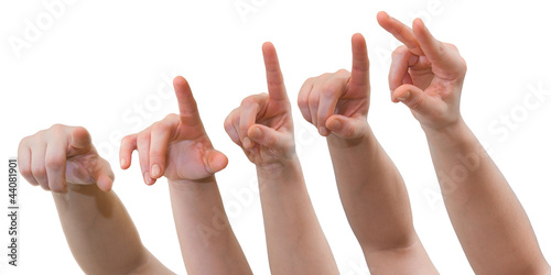 Photo: Hands pointing or pressing button or touch screen interface Hands pointing or pressing button or touch screen interface