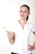 Young attractive girl with toothbrush smiling