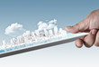 city on touch screen tablet as concept