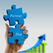 "partnership" written puzzle pieces in hand