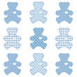 Baby Teddy Bears, hearts, love, pastel blue gingham, polka dots