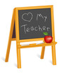Love My Teacher, childs blackboard easel, apple, chalk