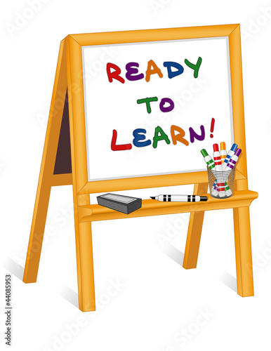 Vector: Ready to Learn, childs notice board easel, markers, eraser Ready to Learn, childs notice board easel, markers, eraser
