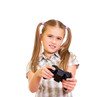 Girl playing game.