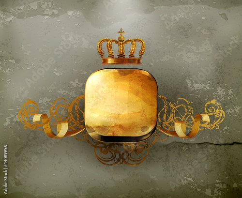 Vector: Vintage Frame gold crown, old-style vector Vintage Frame gold crown, old-style vector