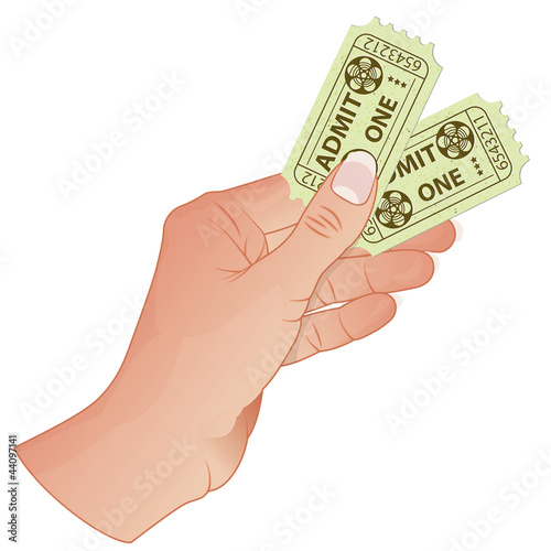 Vector: Hand with Cinema Tickets Hand with Cinema Tickets