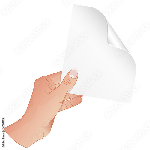 Vector: Hand with Piece of Paper Hand with Piece of Paper
