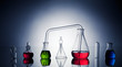 Laboratory glassware with liquids