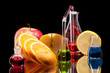 Laboratory glassware with fruits
