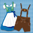 Oktoberfest Dirndl und Lederhosen - blau/grün
