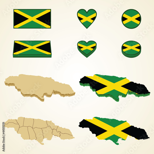Vector: Jamaica Map blank and regional, Vector 3D pack Jamaica Map blank and regional, Vector 3D pack