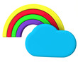 Rainbow and cloud icon 3d