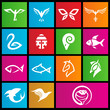 vector illustration of Metro Style animal icons