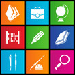 vector illustration of metro style school objects