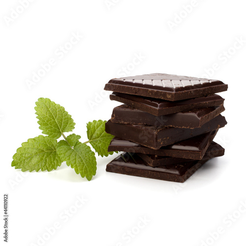 Photo: Chocolate bars stack and mint leaf Chocolate bars stack and mint leaf