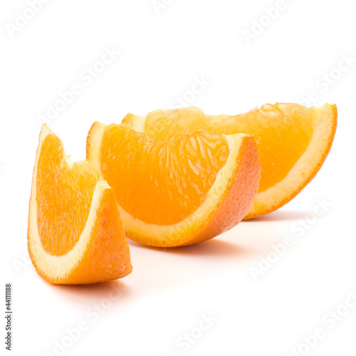 Photo: Sliced orange fruit segments isolated on white background Sliced orange fruit segments isolated on white background