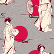 Vector of traditional Japanese Geisha seamless pattern