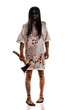 Crazy woman with an ax in his hands