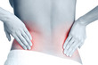Awful backache, isolated, white background
