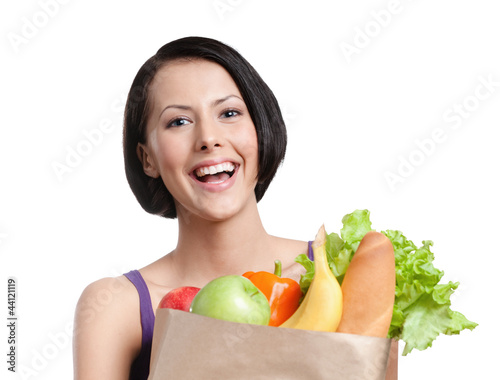Photo: Healthy shopping, Isolated, white background Healthy shopping, Isolated, white background