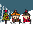Vector: Ice skating kids and Christmas tree Ice skating kids and Christmas tree