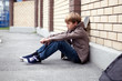 Photo: School teen with scholbag and skateboard School teen with scholbag and skateboard