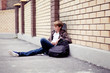 Photo: School teen with scholbag and skateboard School teen with scholbag and skateboard