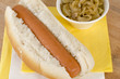 Simple Plain Hot Dog served with caramelized onions.