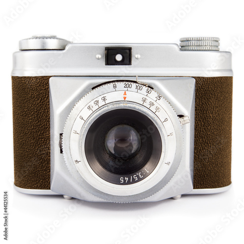 Photo: Vintage photo camera isolated on white Vintage photo camera isolated on white