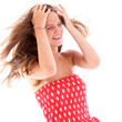 Attractive young teenage girl having a good time
