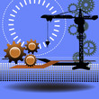 Black crane and brown gears