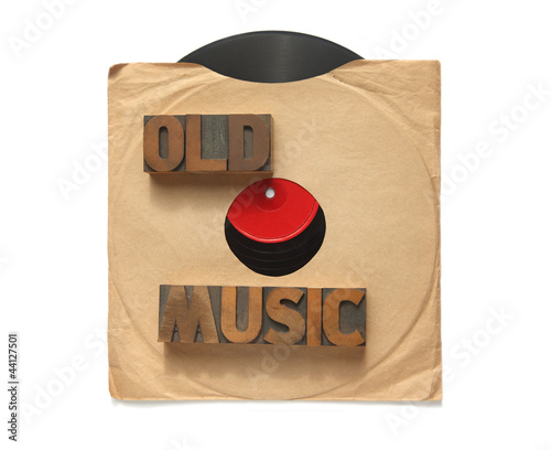 Photo: old vinyl record with words old music old vinyl record with words old music