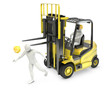 Ilustración: Abstract white man was hit by lift truck fork Abstract white man was hit by lift truck fork