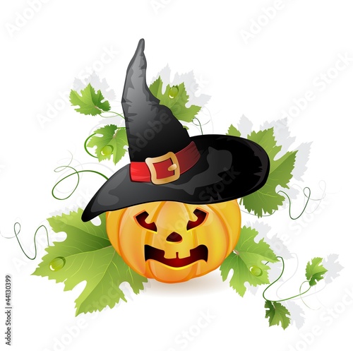 Vector: Halloween pumpkin with hat Halloween pumpkin with hat