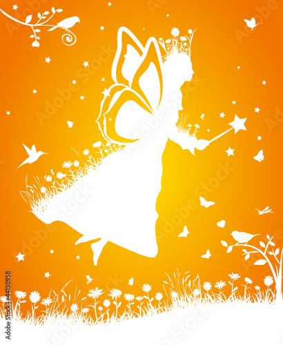 Vektor: Blumen Fee Vektor Silhouette Blumen Fee Vektor Silhouette