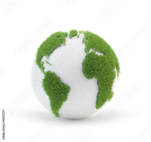 Illustration: Earth globe covered with grass Earth globe covered with grass