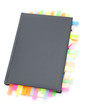 Notebook in bookmarks isolated on white background