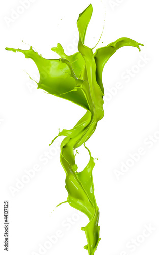 Photo: Isolated shot of green paint splash in flower shape Isolated shot of green paint splash in flower shape