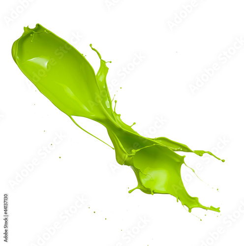 Photo: Isolated shot of green paint splash on white background Isolated shot of green paint splash on white background