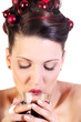 Christmas Lady Drinking Mulled Wine