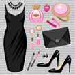 Fashion set with a cocktail dress