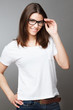 attractive young woman geek smiling