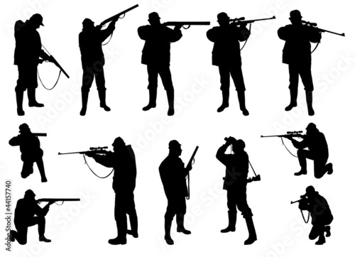 Vector: hunters silhouettes collection - vector hunters silhouettes collection - vector