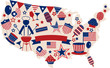 USA vector icons for american independence day , illustration