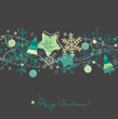 Christmas card with Xmas tree,snowflakes and decorations