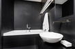 Photo: Modern minimalism style bathroom interior in black Modern minimalism style bathroom interior in black