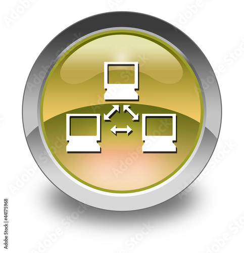 Illustration: Yellow Glossy Pictogram "Network" Yellow Glossy Pictogram "Network"